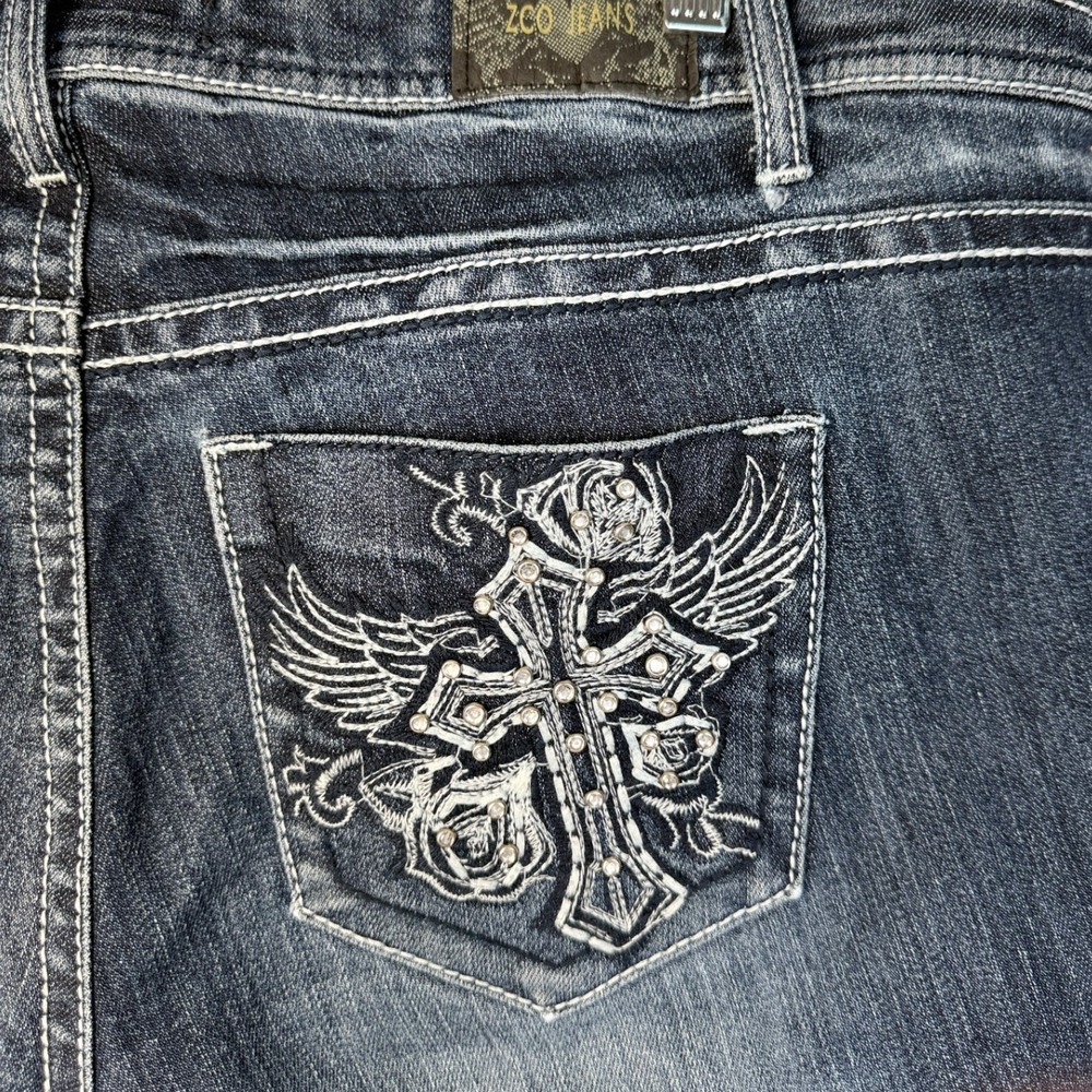 ZCO Jeans‎ Women's Size 16 Embellished Pockets Dark Wash Denim Skinny Jeans - Picture 8 of 16
